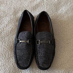 Amali Brogan Men's Black Studded Loafers 8.5